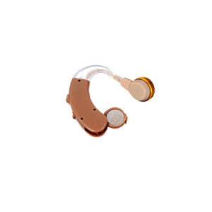 Starkey Fortune PP BTE digital behind-the-ear hearing aid in beige color with volume control wheel